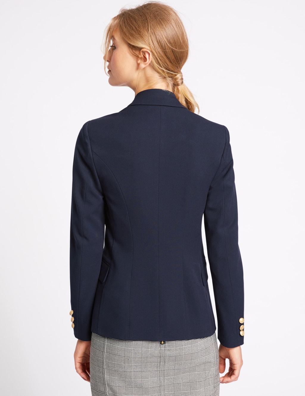 M&s gold button blazer discount