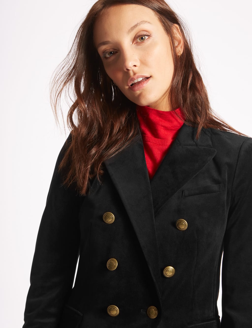 Velvet Gold Button Double Breasted Jacket M S Collection M S
