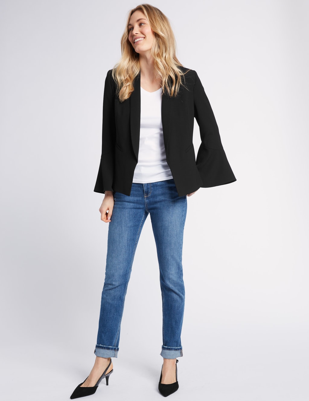 Frill Sleeve Blazer M S Collection M S
