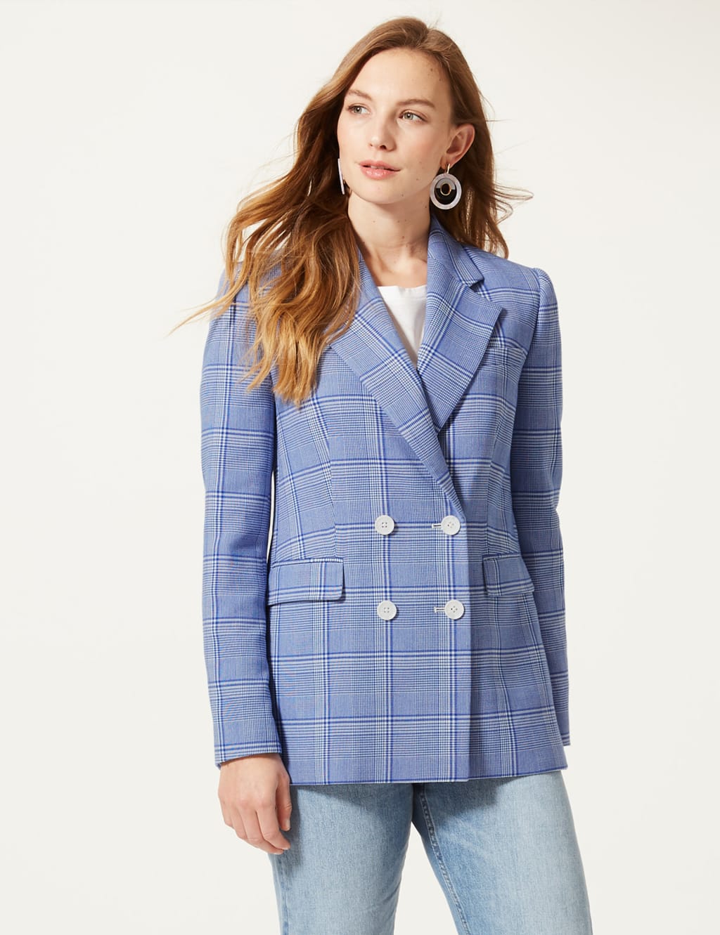 M&s checked blazer new arrivals