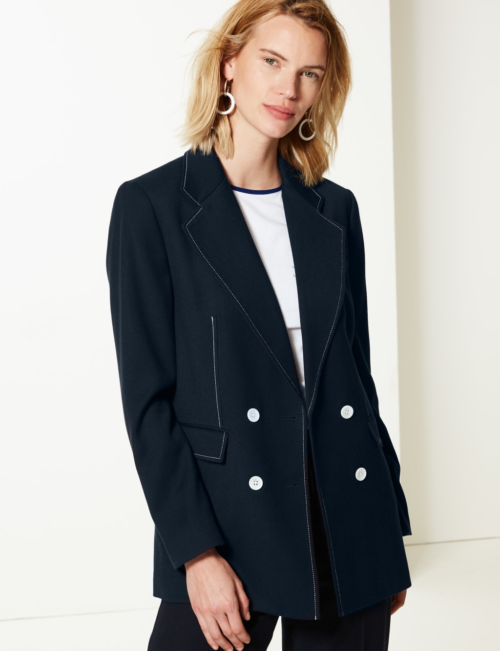 M&s double breasted blazer discount