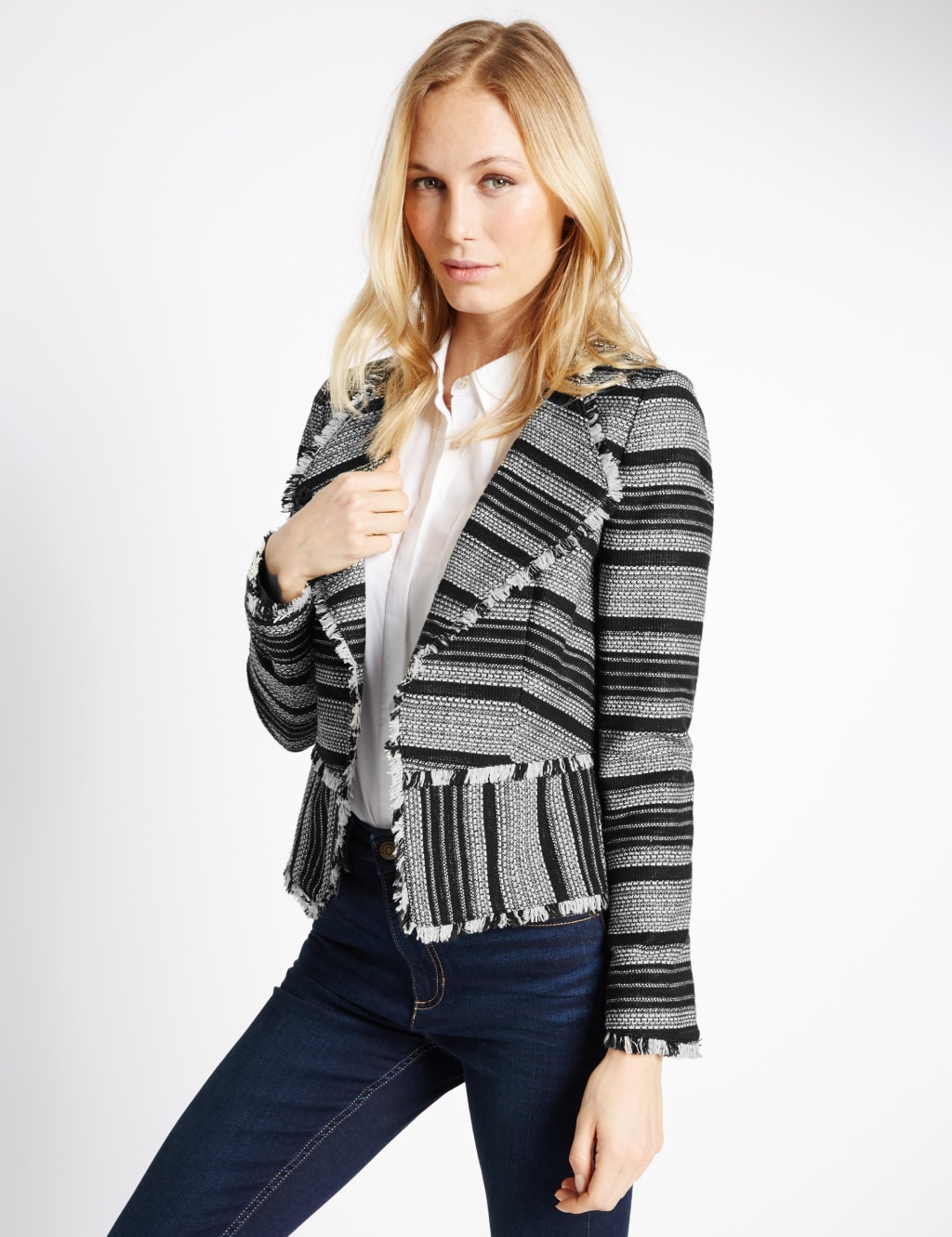 Aztec Striped Fringe Jacket M S Collection M S