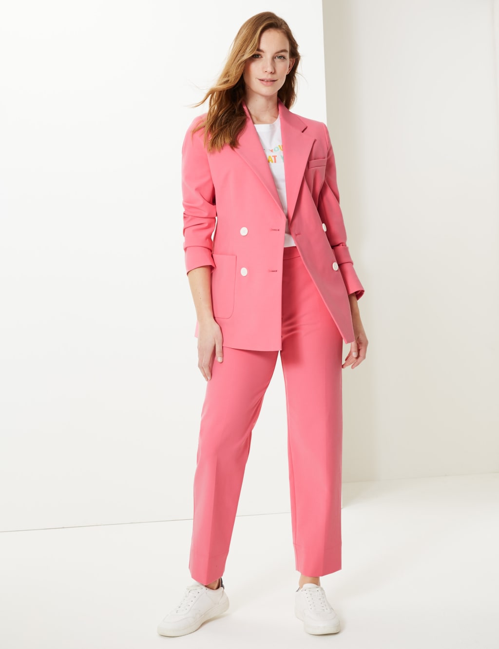 Cotton Rich Double Breasted Blazer M S Collection M S