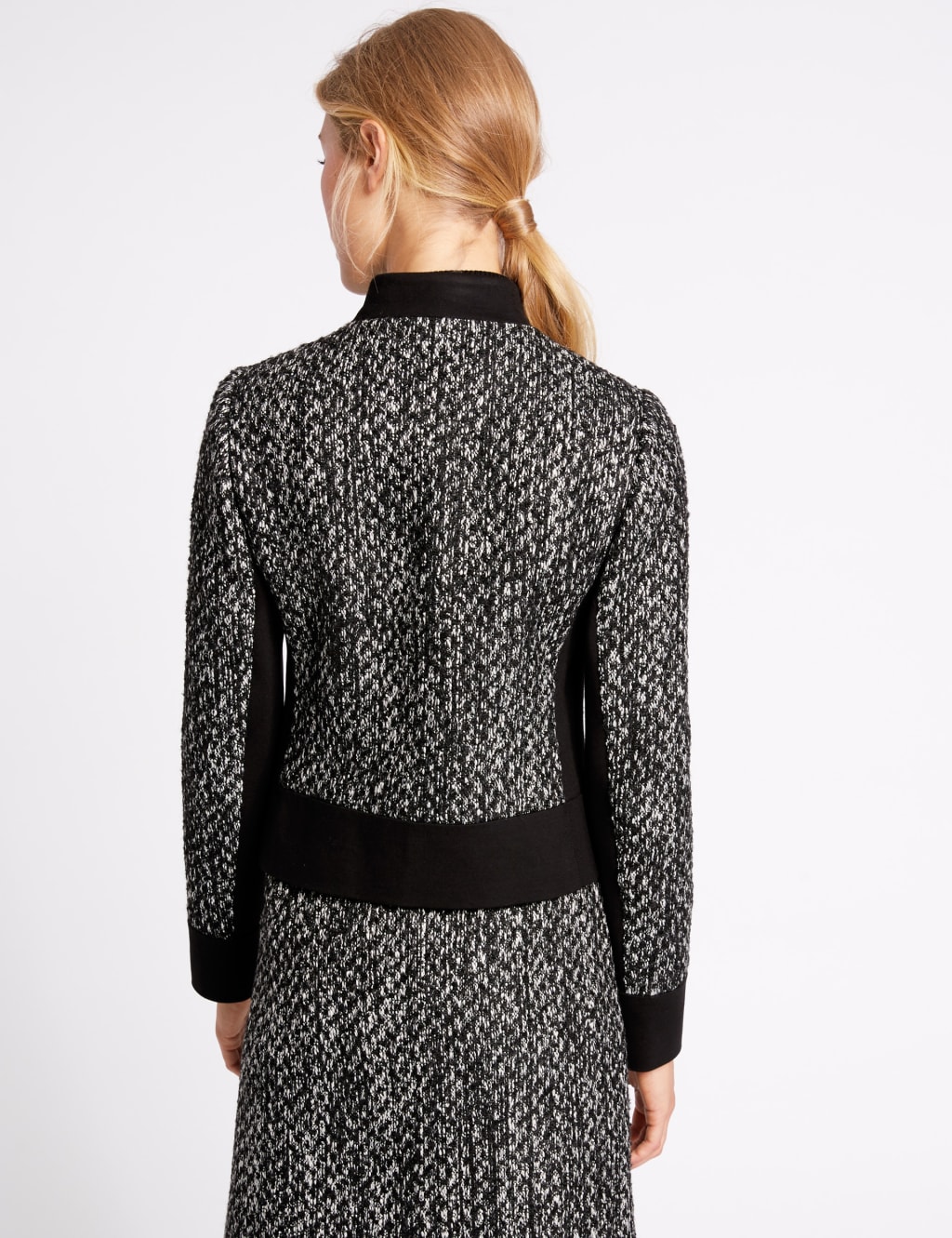 Textured Contrast Hem Tweed Jacket 4 of 6