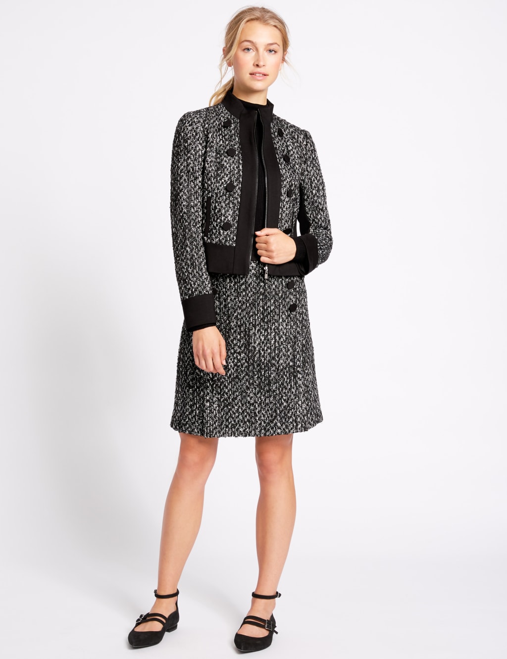 Textured Contrast Hem Tweed Jacket 6 of 6