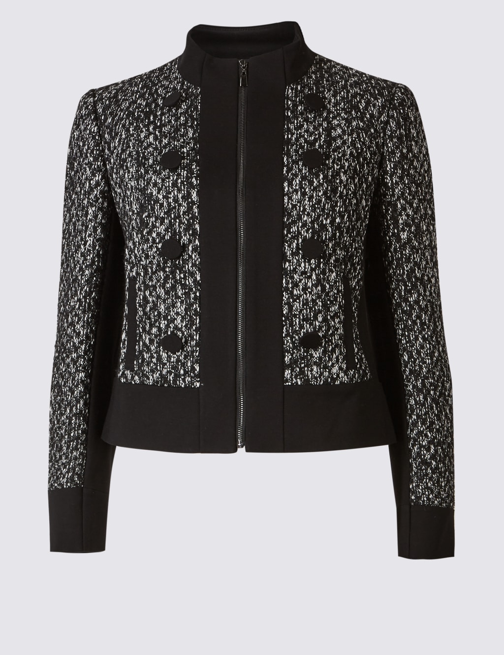 Textured Contrast Hem Tweed Jacket 2 of 6