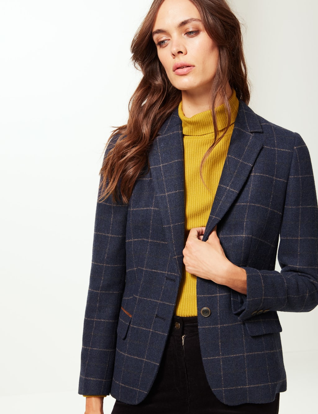 Checked Elbow Patch Blazer M S Collection M S