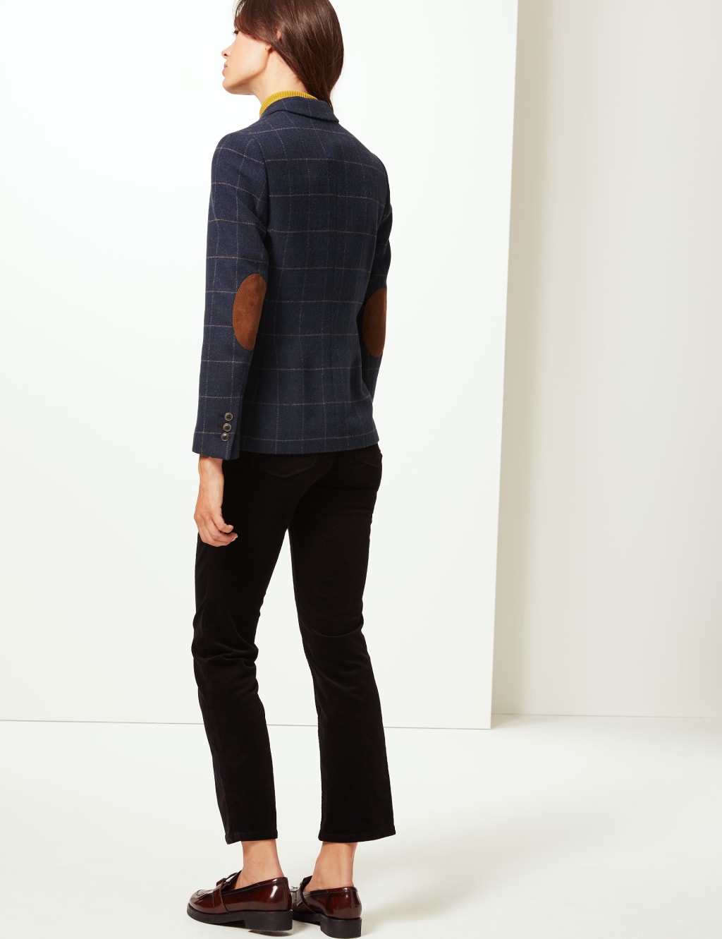 Women's blazer with leather elbow patches best sale