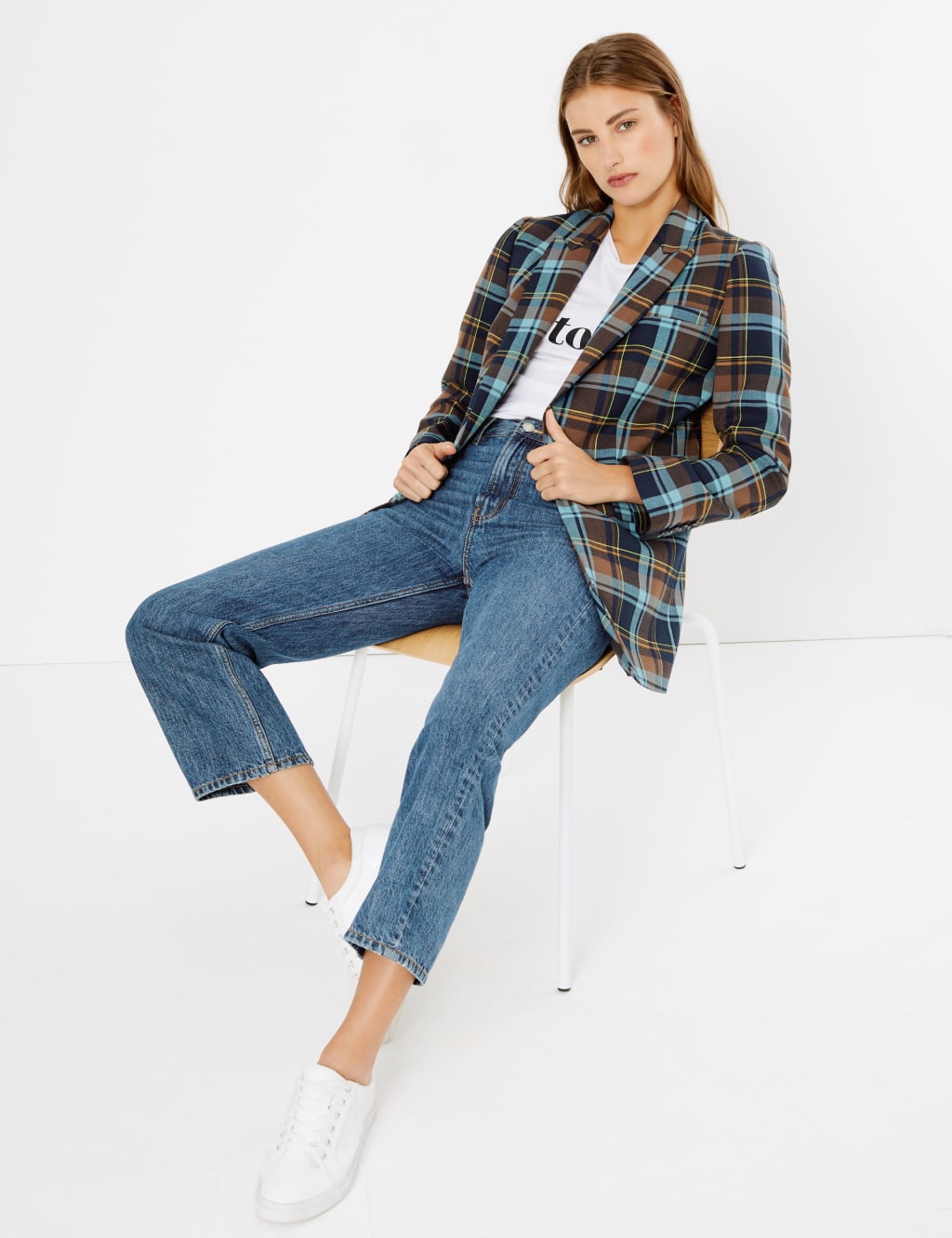 M&s checked blazer deals
