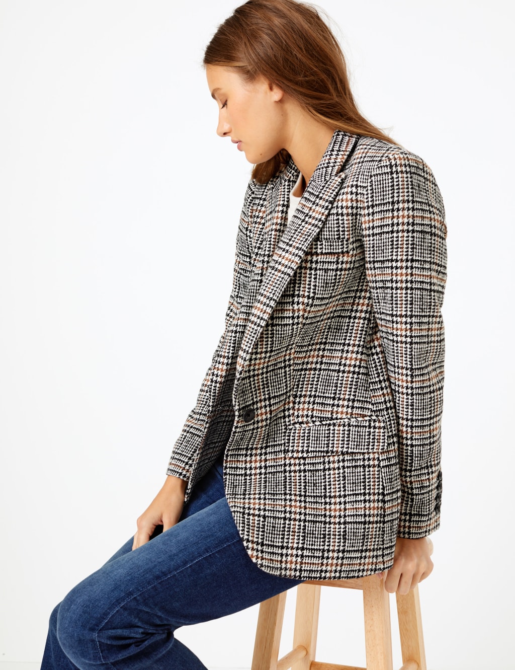 M&s checked blazer discount