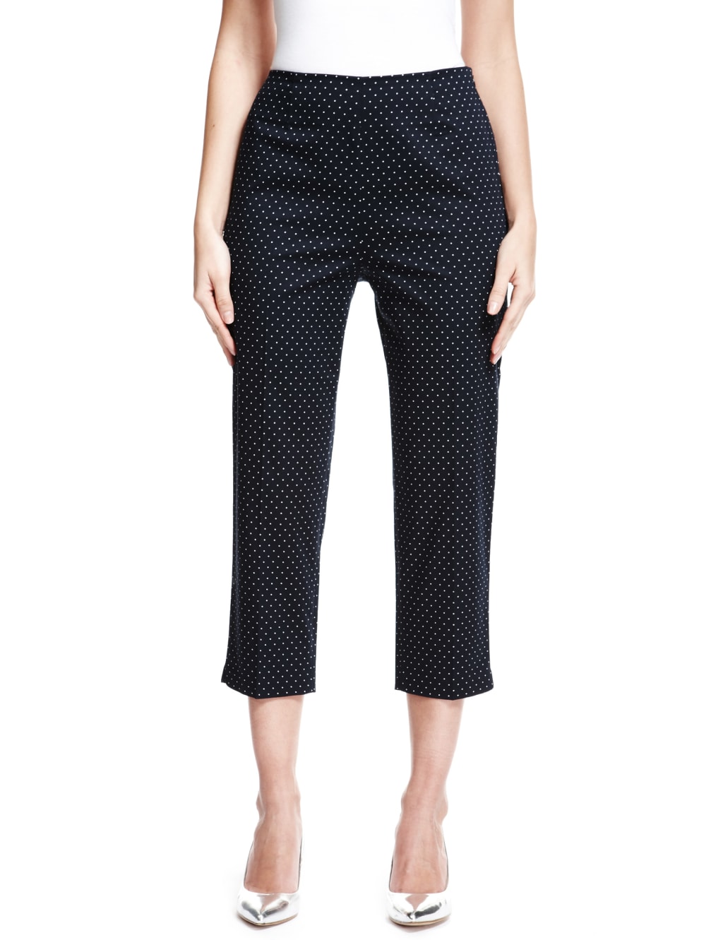 Cotton Rich Spotted Chelsea Cropped Trousers M S Collection M S