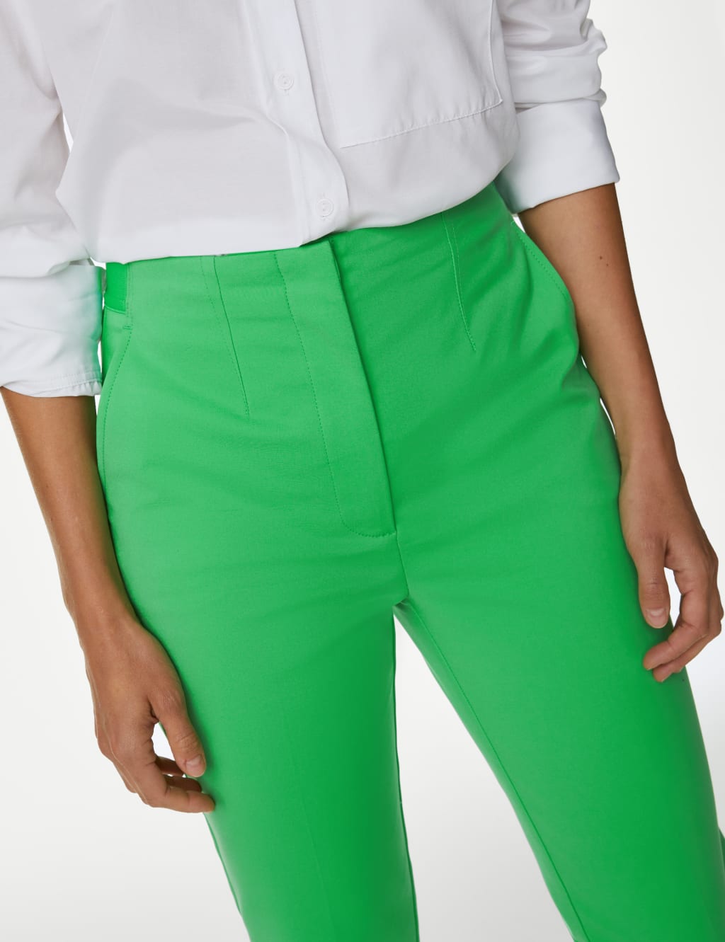 Cotton Blend Slim Fit Ankle Grazer Trousers 3 of 5