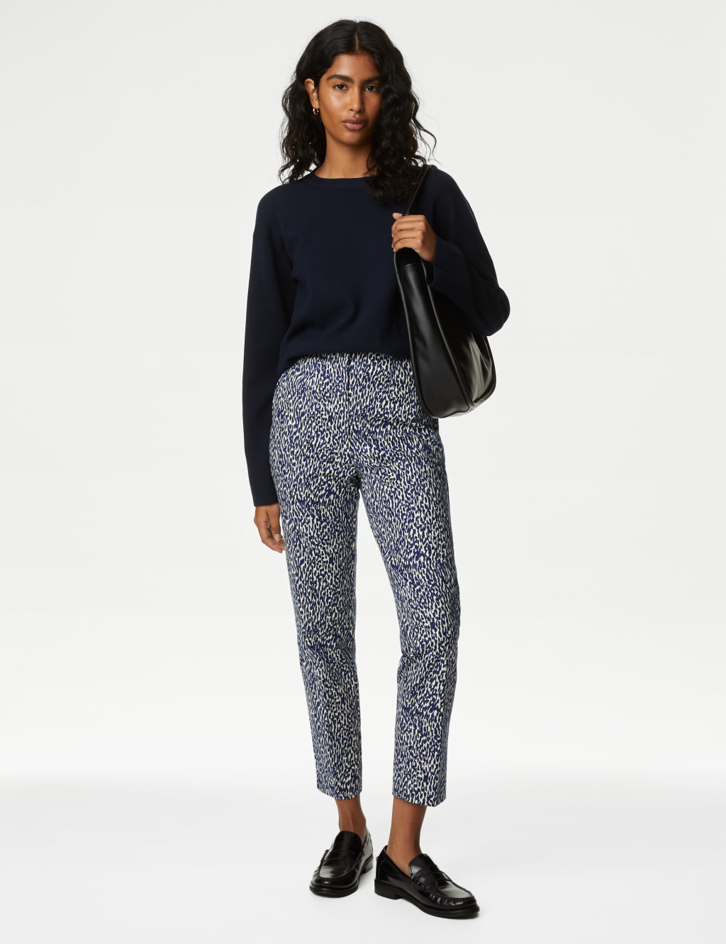 Cotton Rich Geometric Slim Fit Trousers 1 of 5
