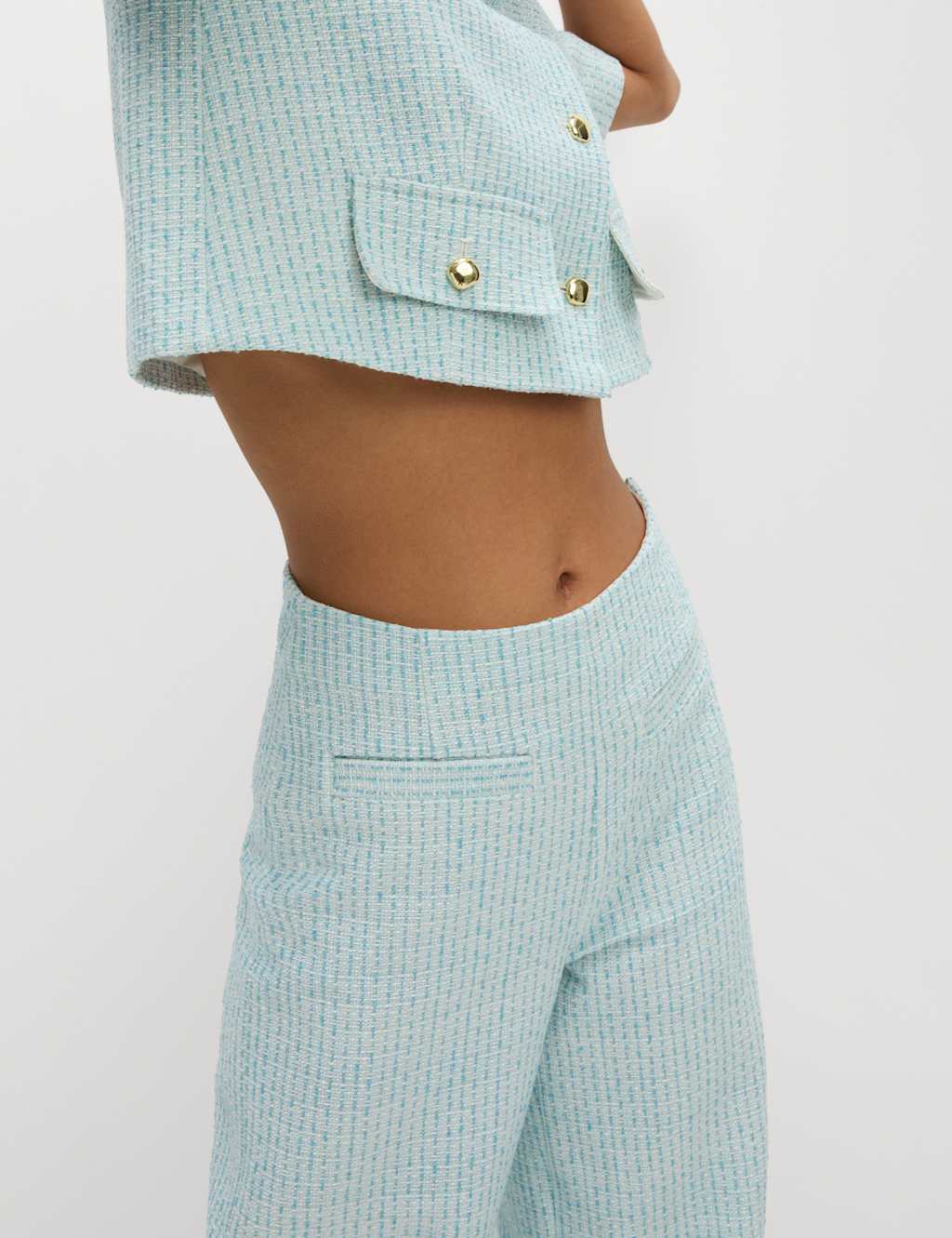 Boucle Tweed Textured Wide Leg Trousers 7 of 7