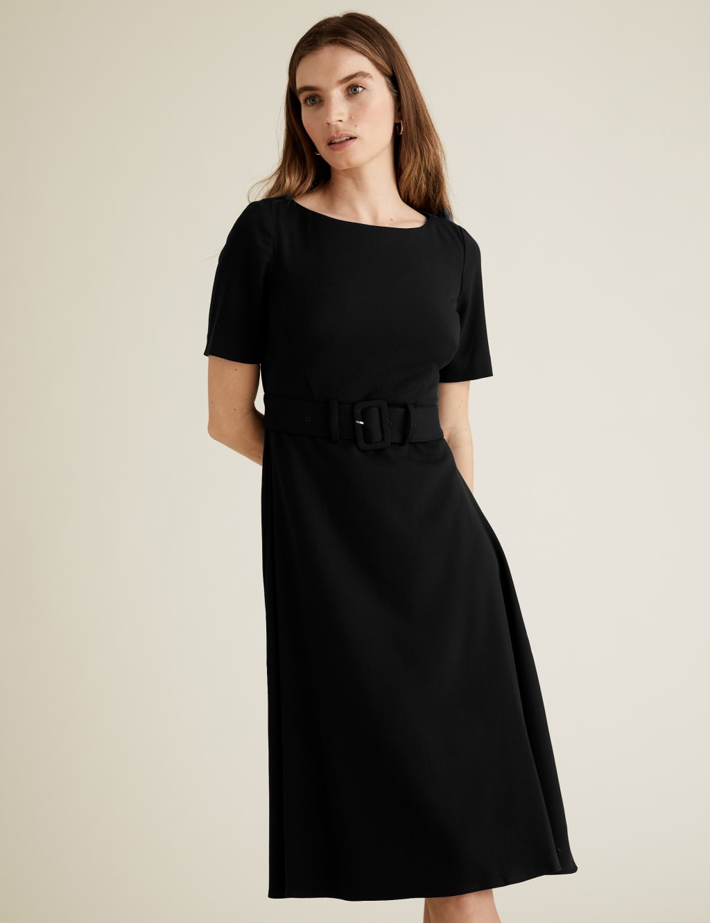 PETITE Belted Midi Skater Dress M S Collection M S