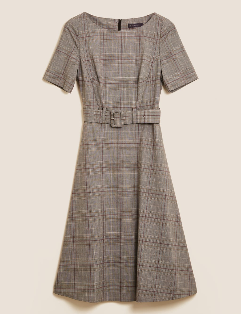 Checked Knee Length Skater Dress 2 of 5