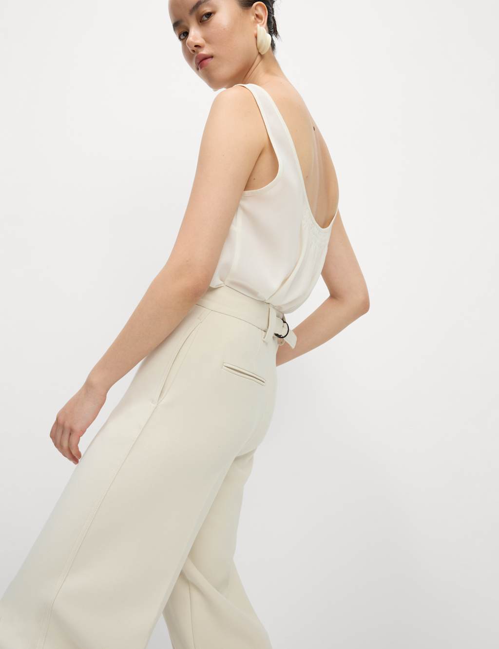 Crepe Tab Detail Wide Leg Trousers 5 of 5
