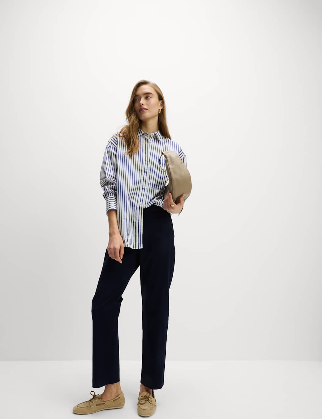 Cotton Rich Straight Leg Ankle Grazer Trousers 3 of 4