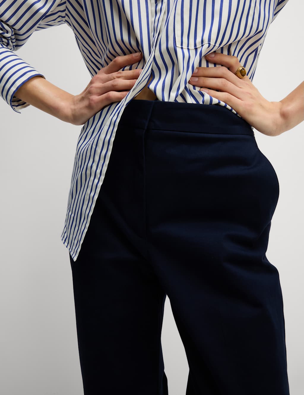 Cotton Rich Straight Leg Ankle Grazer Trousers 4 of 4