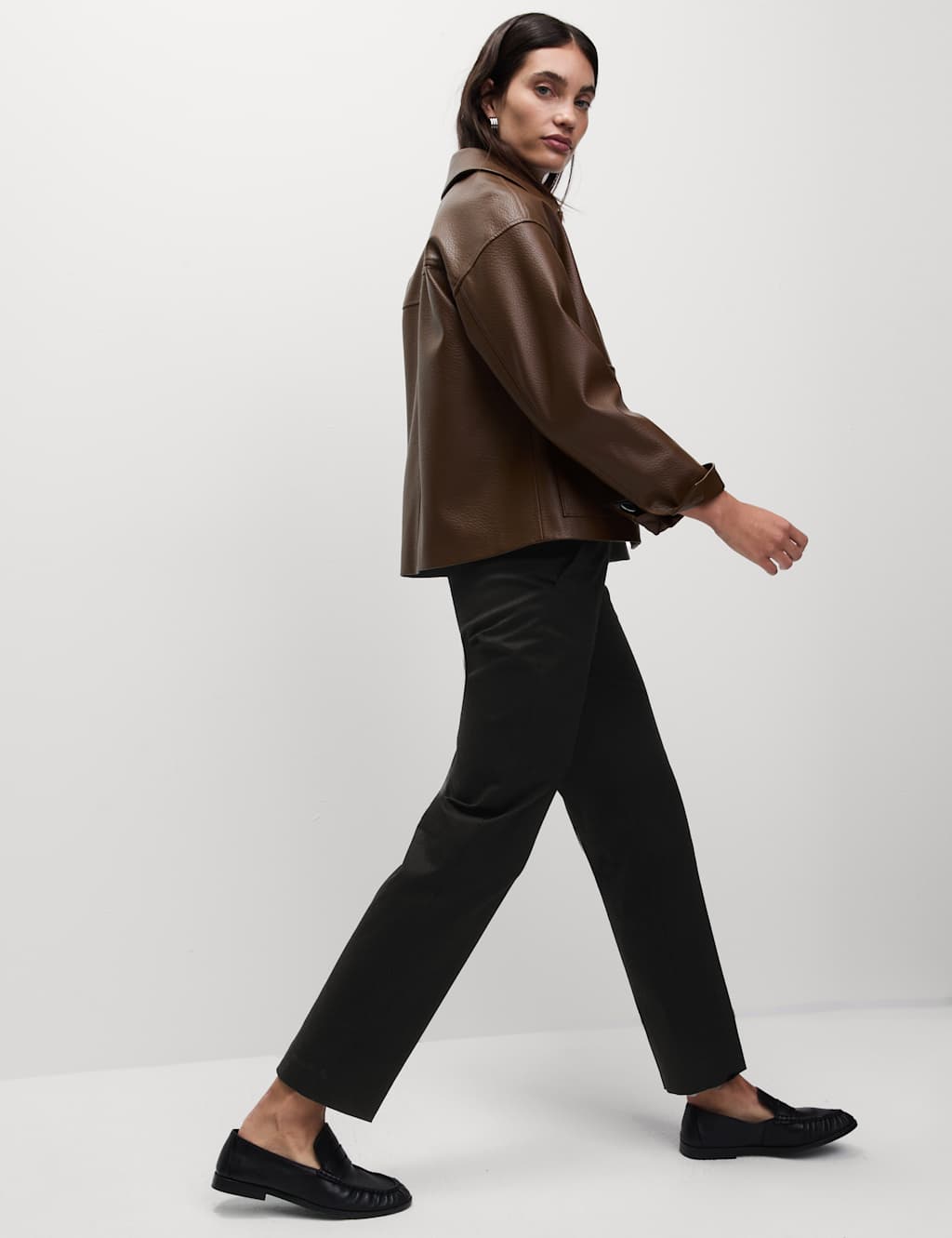 Cotton Rich Straight Leg Ankle Grazer Trousers 3 of 6
