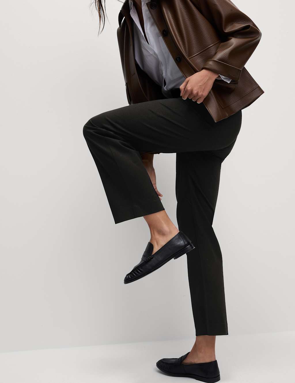 Cotton Rich Straight Leg Ankle Grazer Trousers 4 of 6