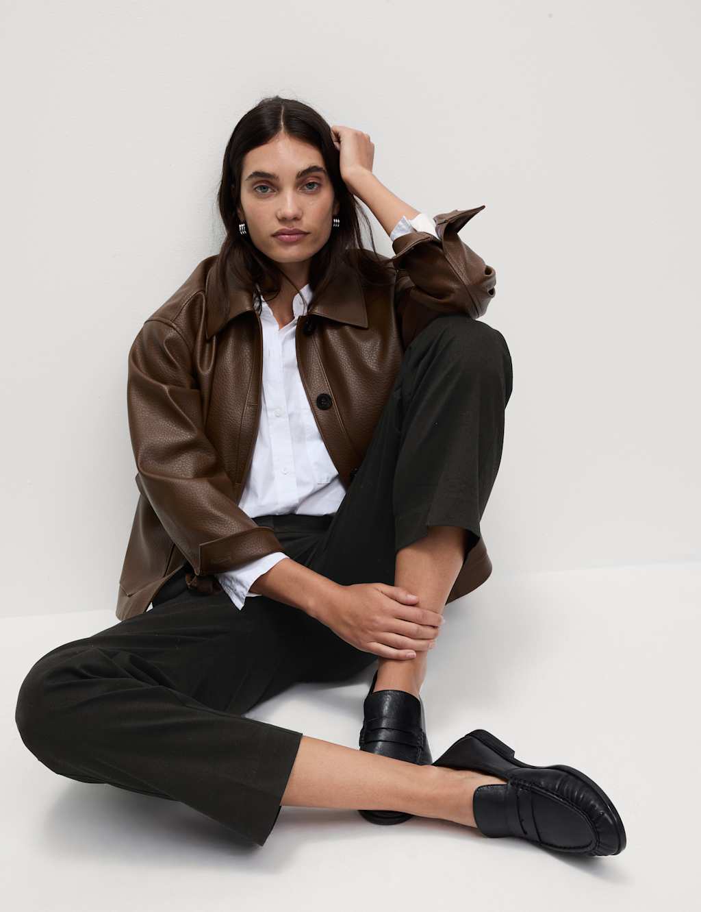 Cotton Rich Straight Leg Ankle Grazer Trousers 5 of 6