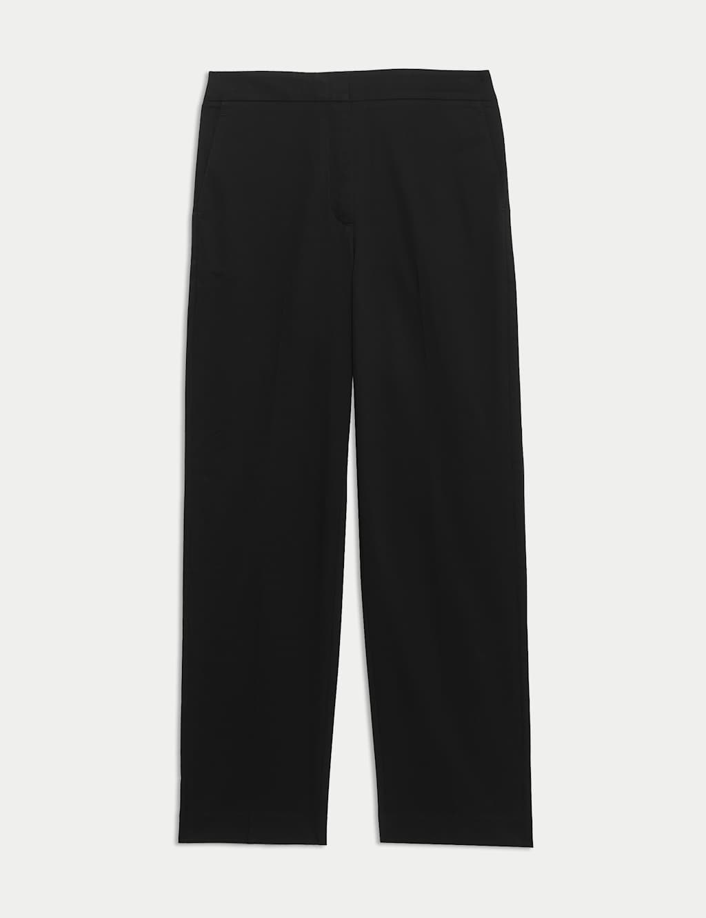 Cotton Rich Straight Leg Ankle Grazer Trousers 2 of 6