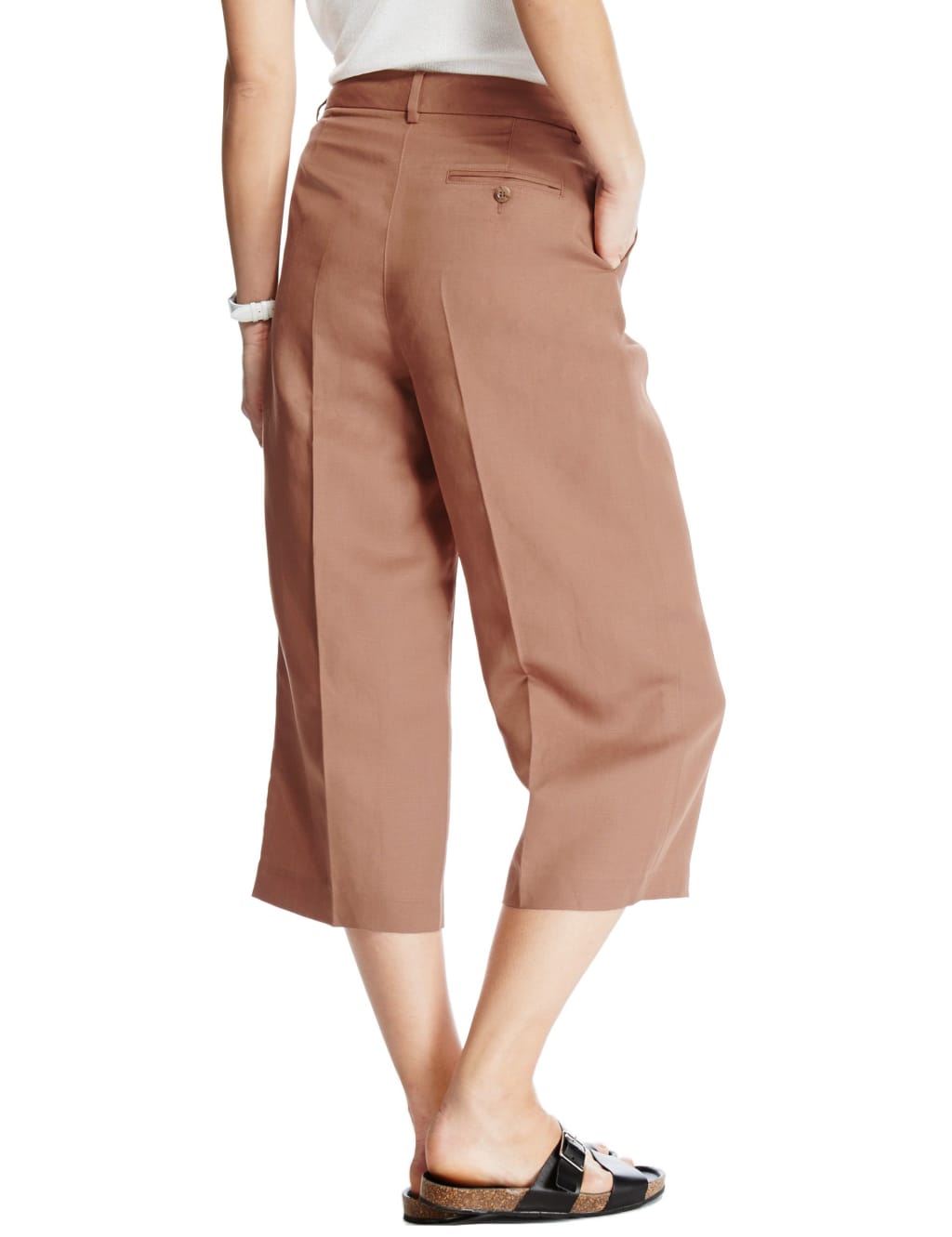 Linen Blend Pleated Wide Leg Culottes 3 of 3