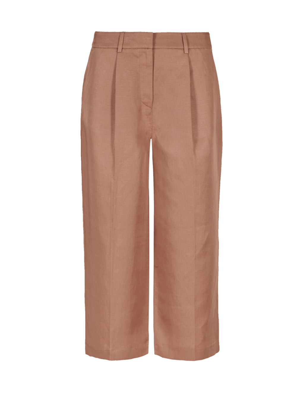 Linen Blend Pleated Wide Leg Culottes 2 of 3