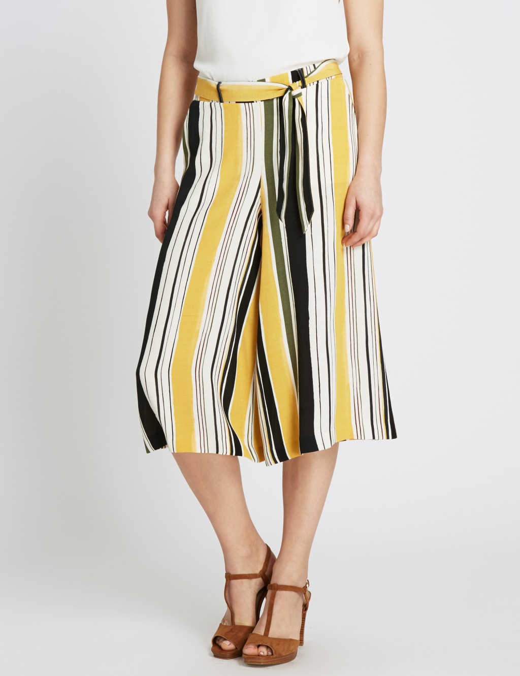 Artisan Striped Culottes with Belt 1 of 3