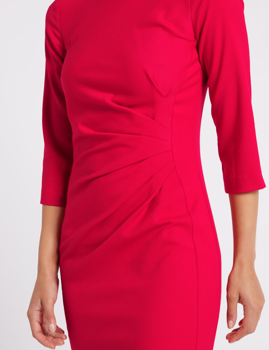 Twisted Front 3/4 Sleeve Bodycon Midi Dress 5 of 5
