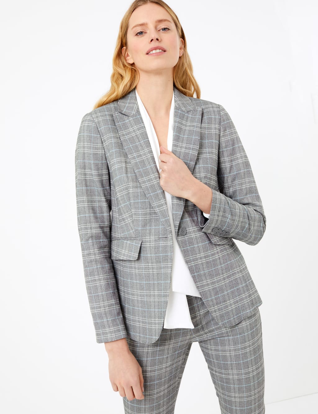 M&s checked blazer sales
