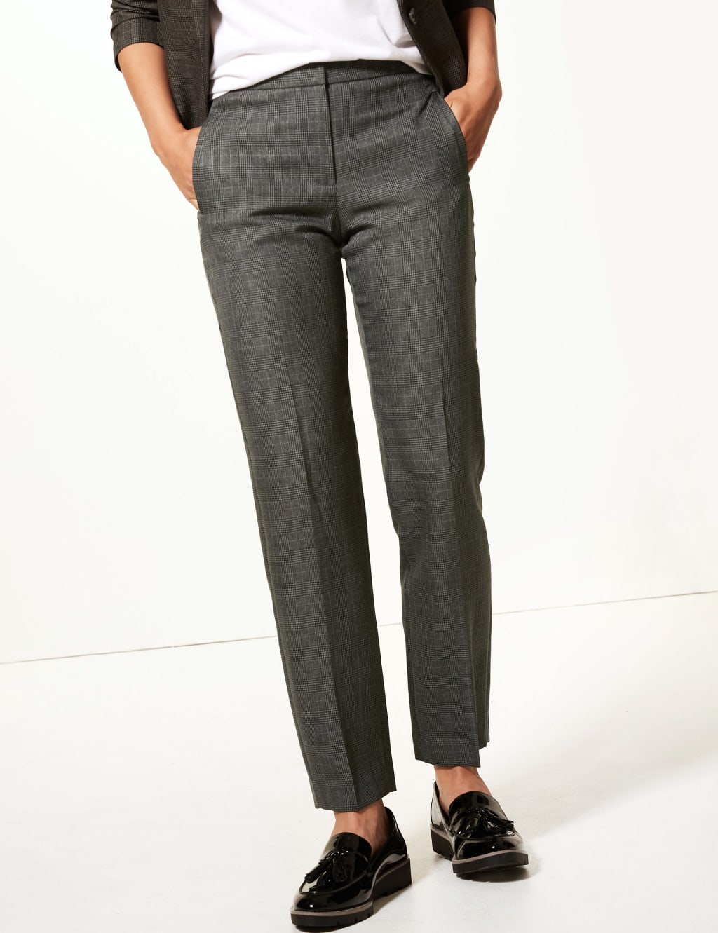 Straight leg ankle grazer trousers discount