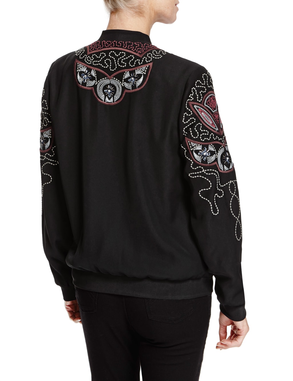 Sequin Embellished Embroidered Bomber Jacket 3 of 4