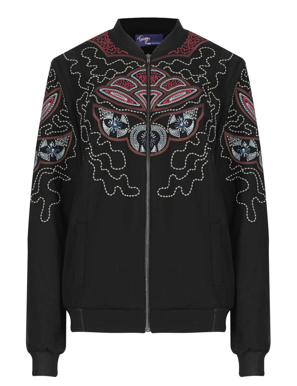 Sequin Embellished Embroidered Bomber Jacket 2 of 4