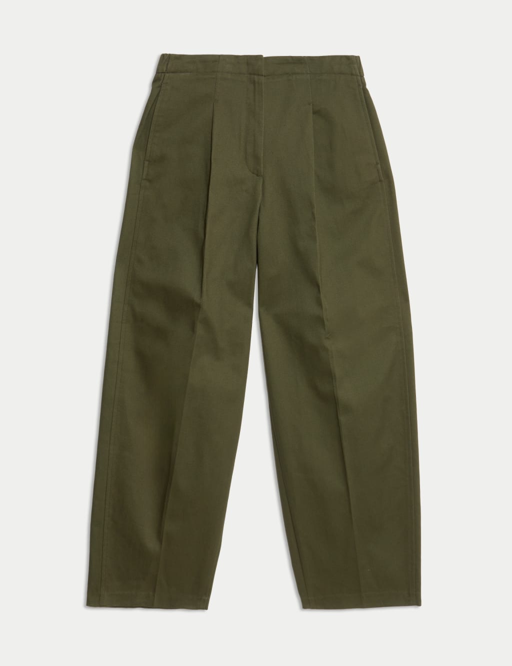 Pure Cotton Twill Barrel Leg Trousers 2 of 5