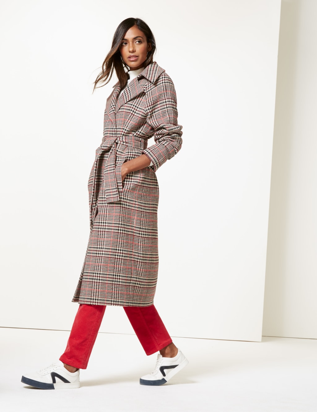 M&s checked coat on sale