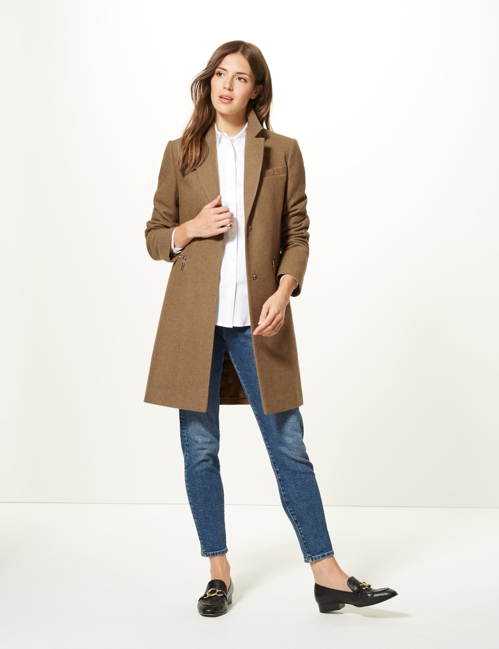 Wool blend single breasted coat shop