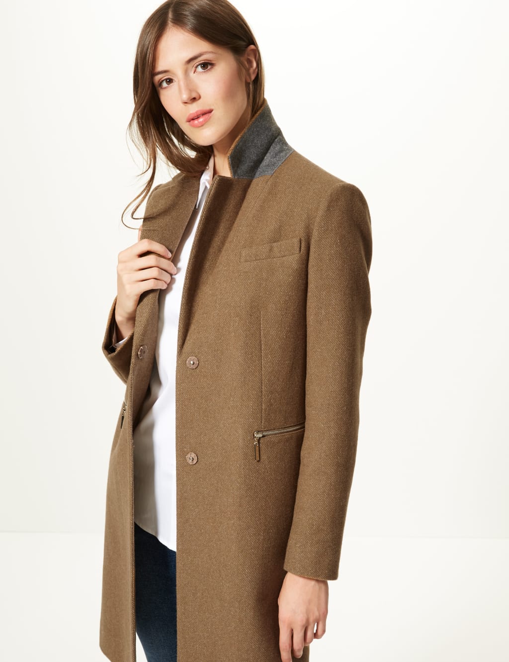 Wool blend single breasted coat on sale