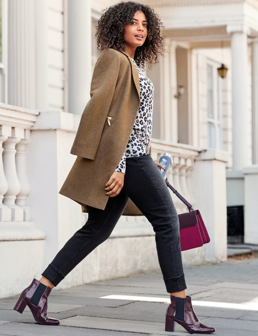 Wool blend single breasted coat top