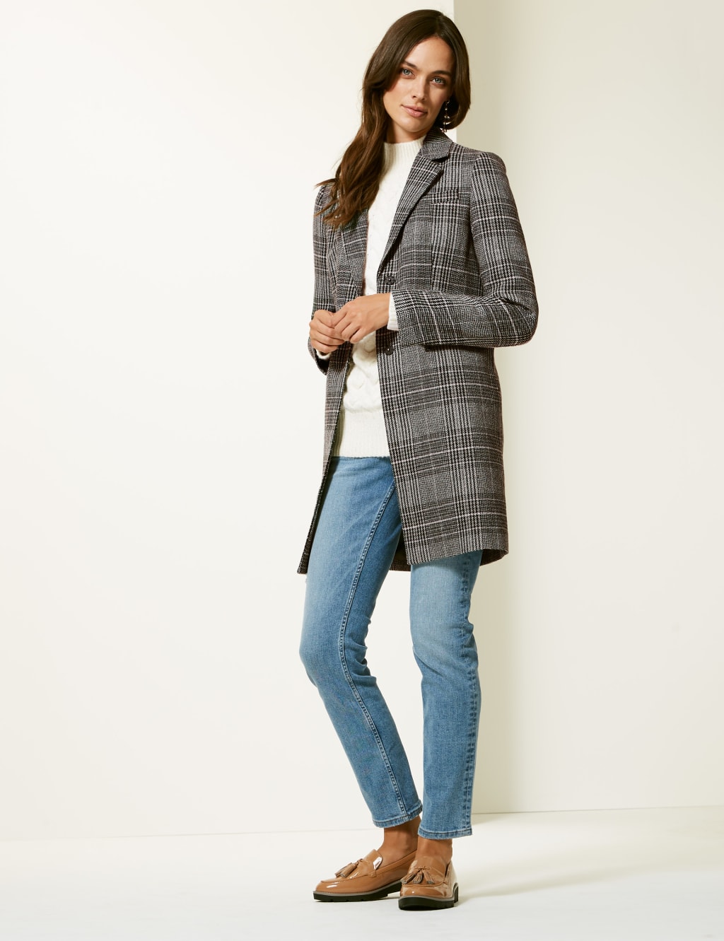 Checked Single Breasted Coat 1 of 6