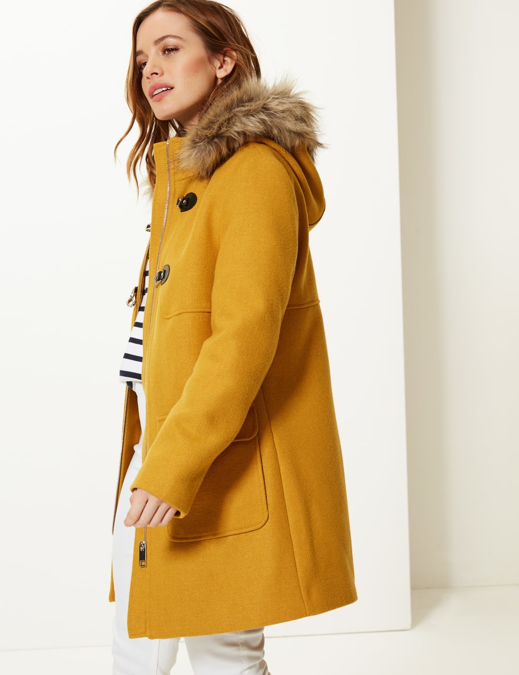 Mustard duffle coat cheap