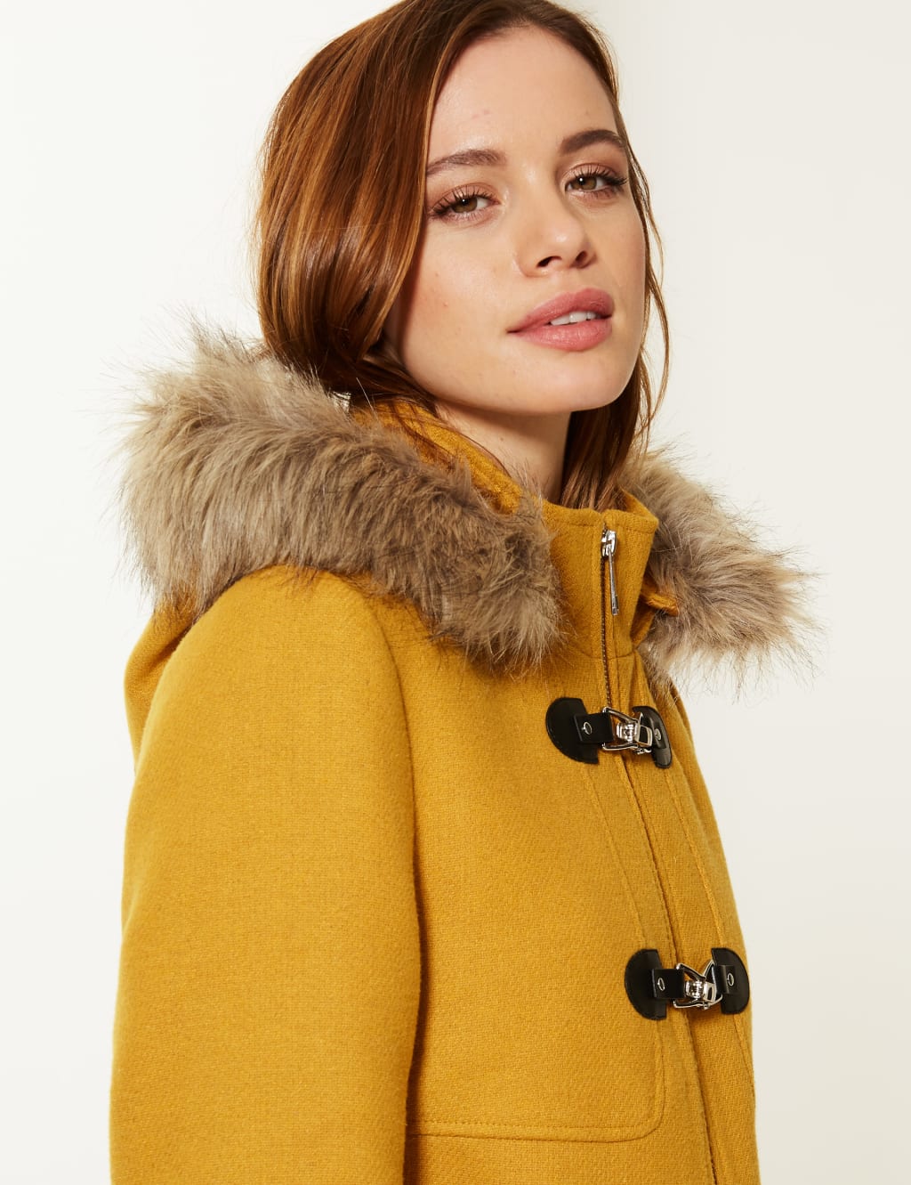 PETITE Faux Fur Duffle Coat M S Collection M S