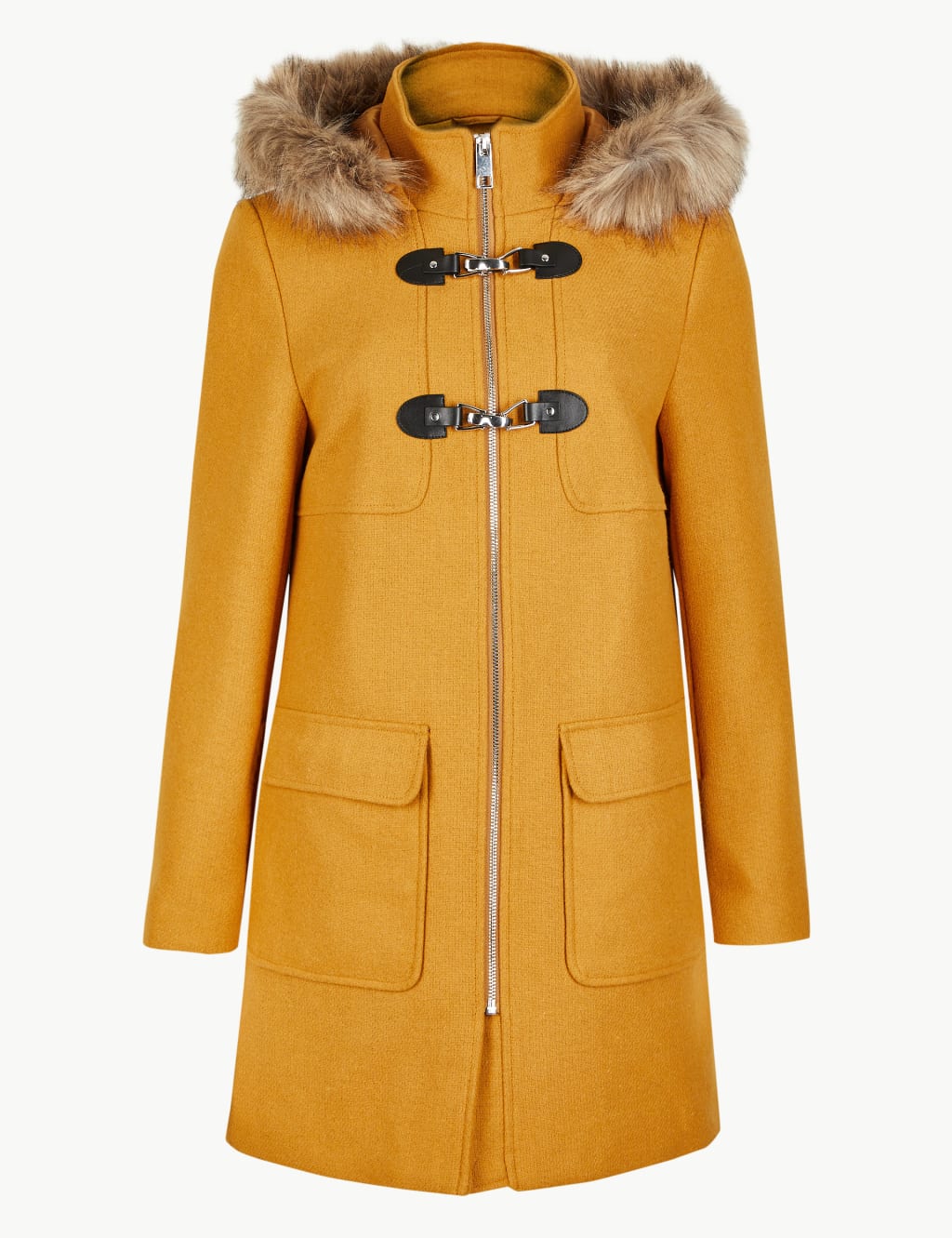 PETITE Faux Fur Duffle Coat M S Collection M S