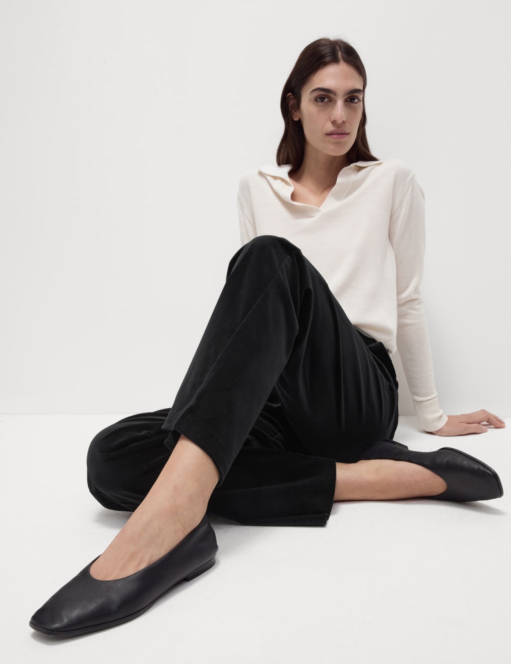 Cotton Rich Velvet Straight Leg Trousers M S Collection M S