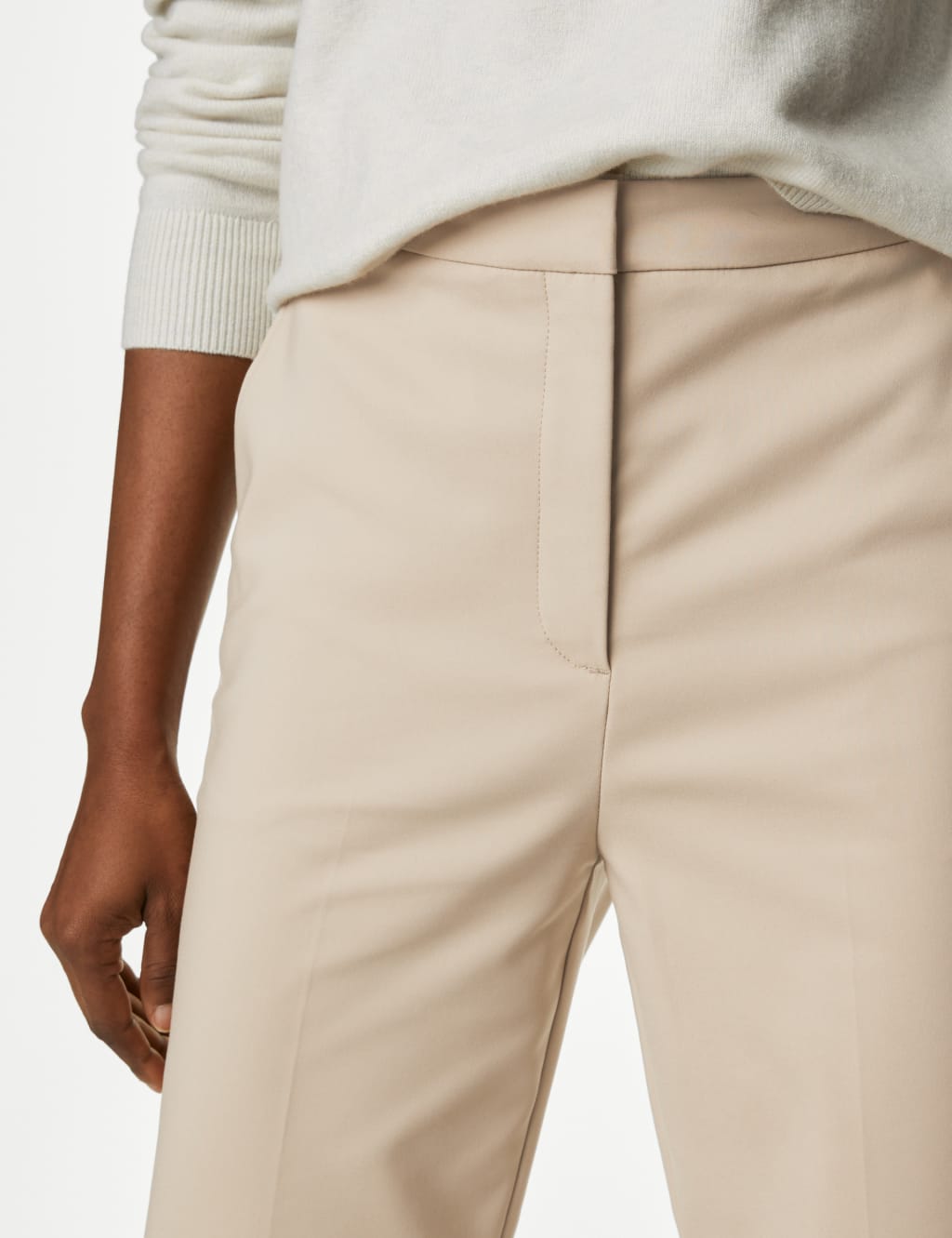 Cotton Blend Slim Fit Ankle Grazer Trousers M S Collection M S