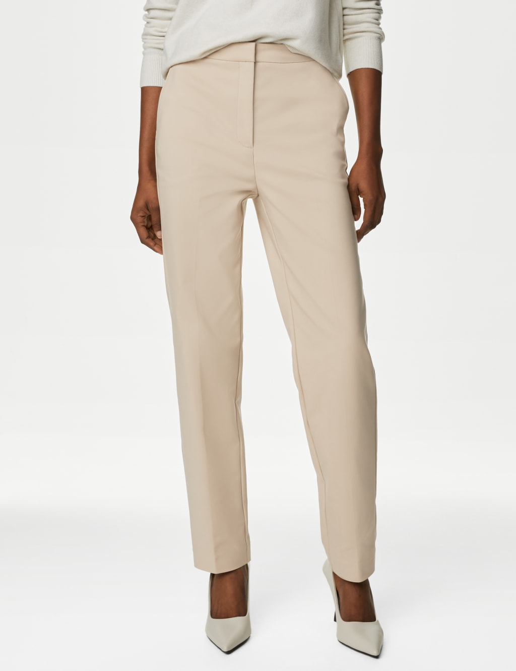 Cotton Blend Slim Fit Ankle Grazer Trousers M S Collection M S