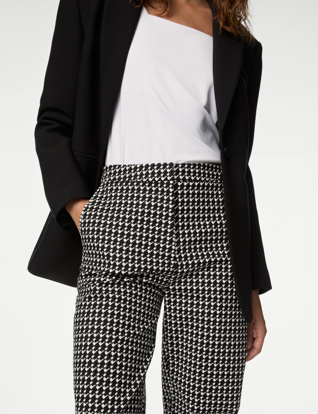 Cotton Rich Slim Fit Ankle Grazer Trousers 1 of 5