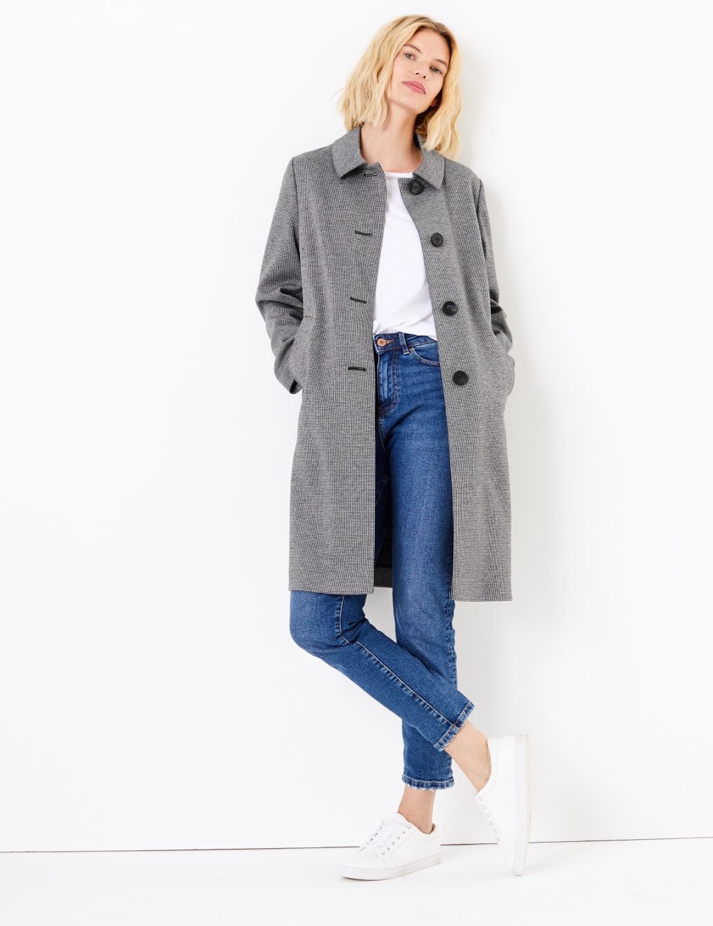 M&s checked coat clearance