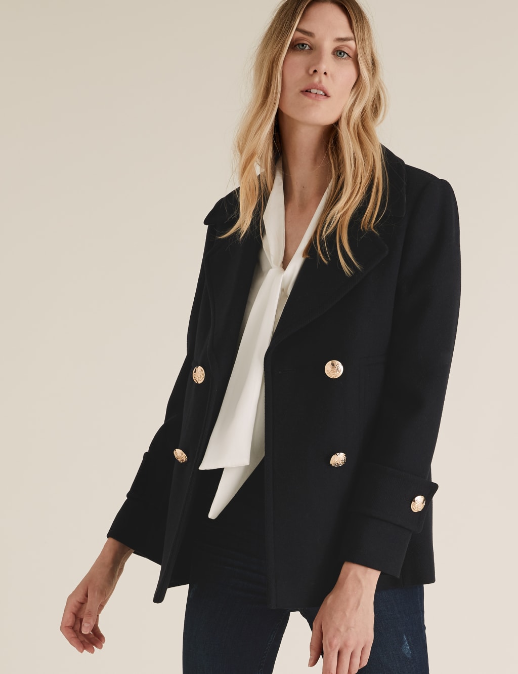 Pea Coat with Wool M S Collection M S